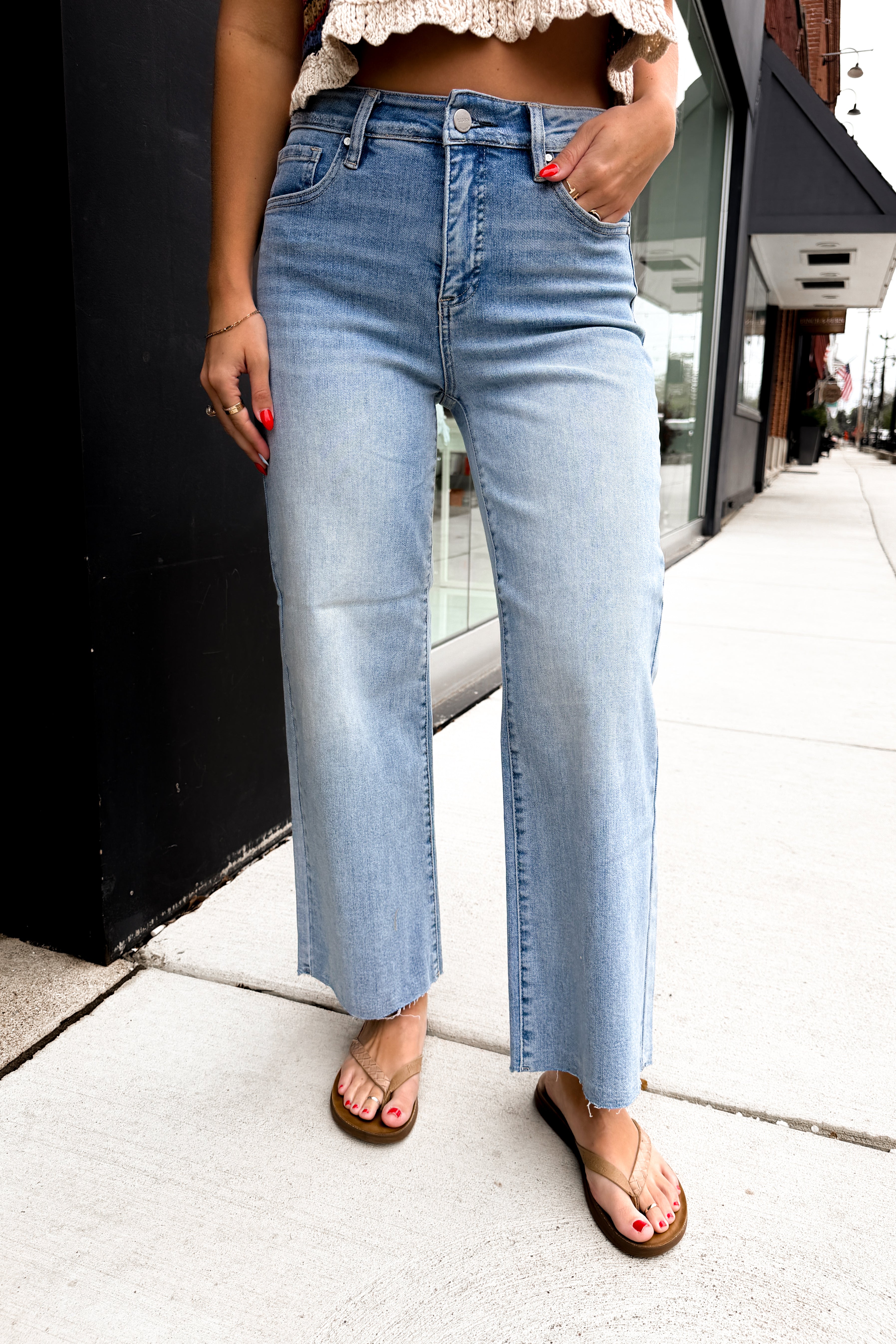 Risen Collier High Rise Wide Leg Jeans (Light) – Blue Layne Boutique