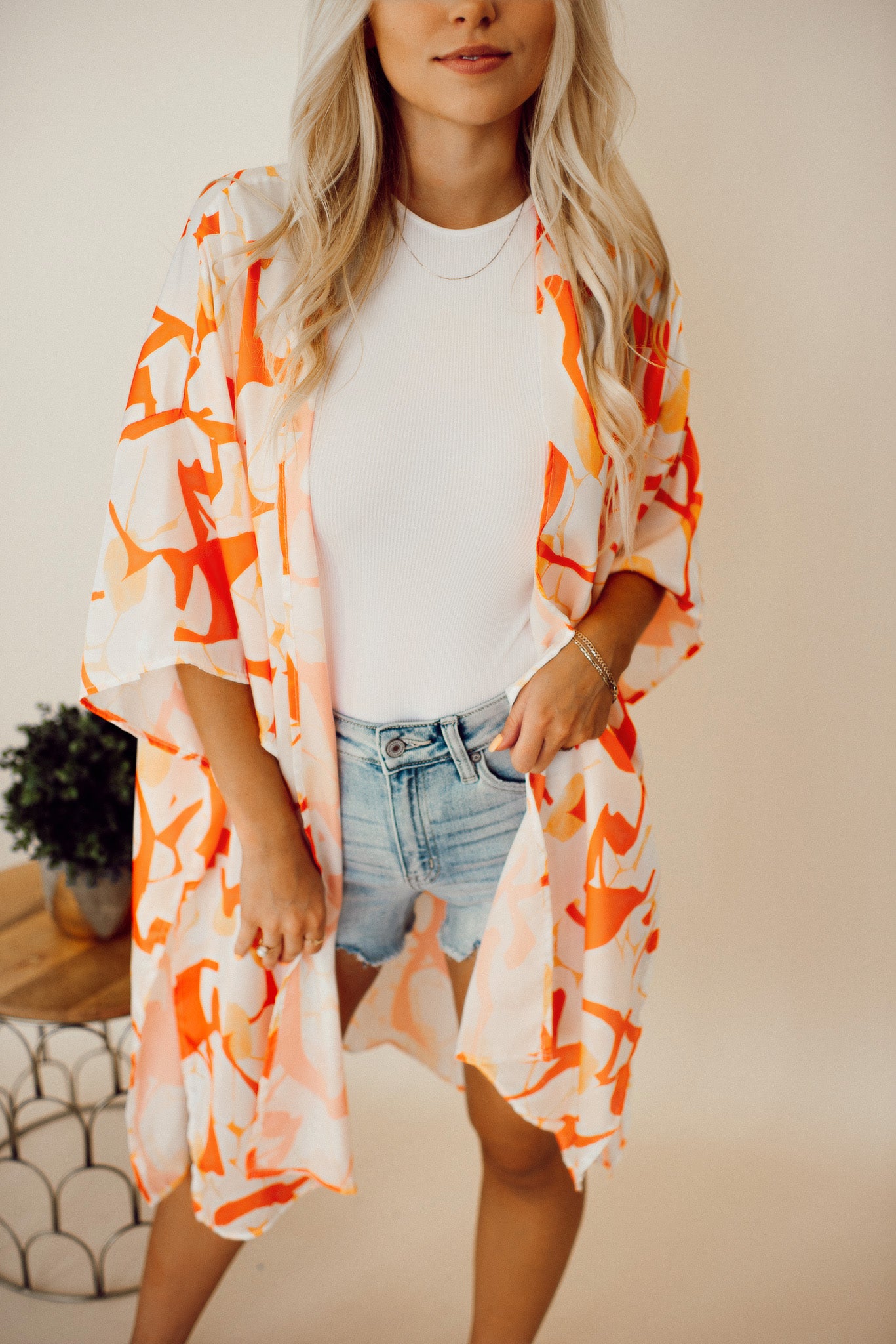 Orange Abstract Kimono