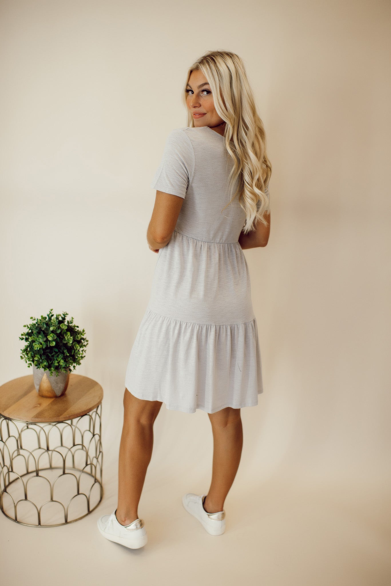 Made For Sunny Days Tiered Babydoll Dress (Grey)