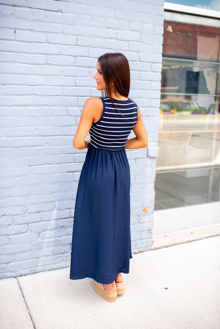 Harbor Grace Midi Dress (Navy)