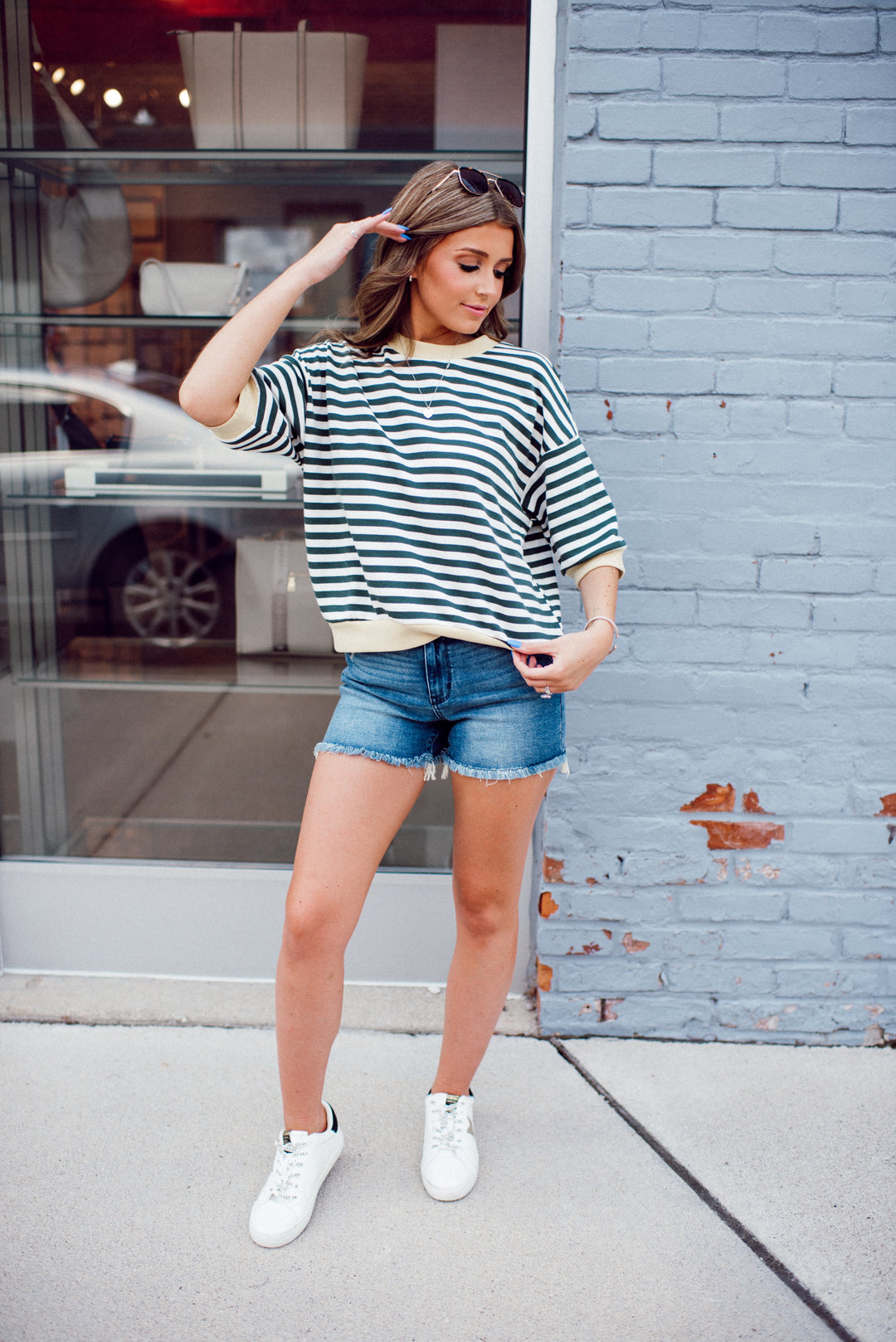 Sunday Stripe Top (Hunter Green)