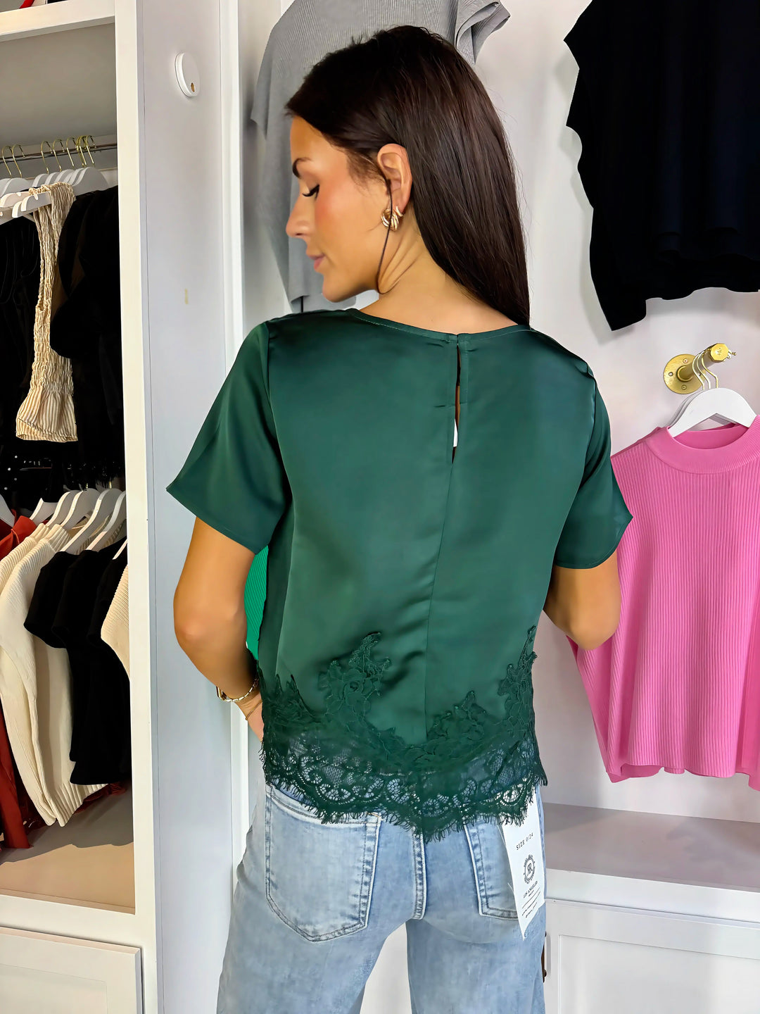 Lace in Love Top (Hunter Green)