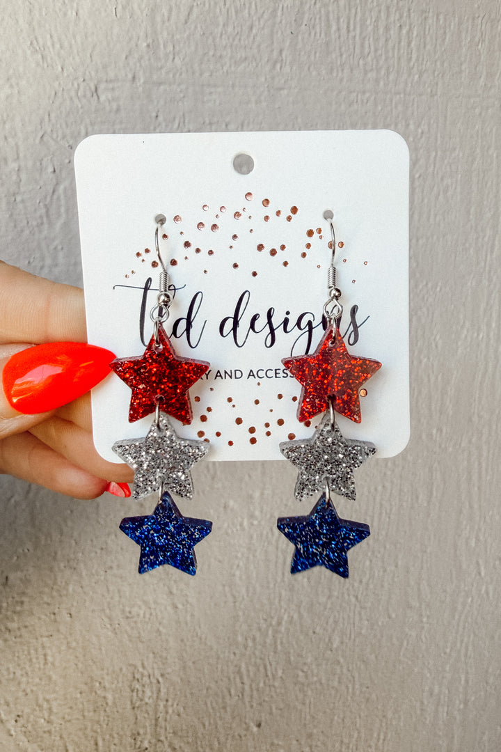 USA Star Dangle Earrings