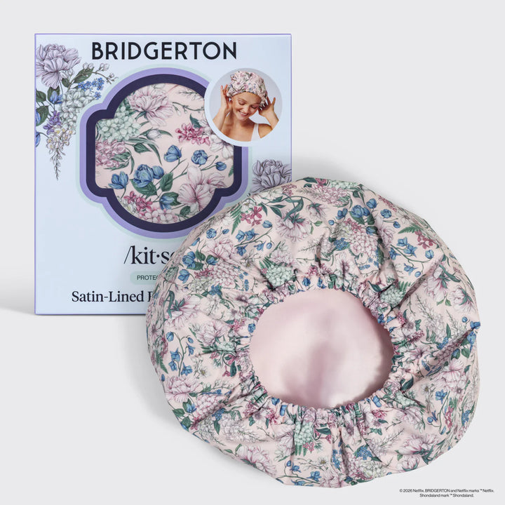 Kitsch Bridgerton Satin-Lined Shower Cap (Wisteria)
