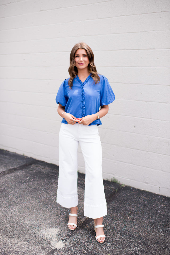 Eloise Button Blouse (Blue)