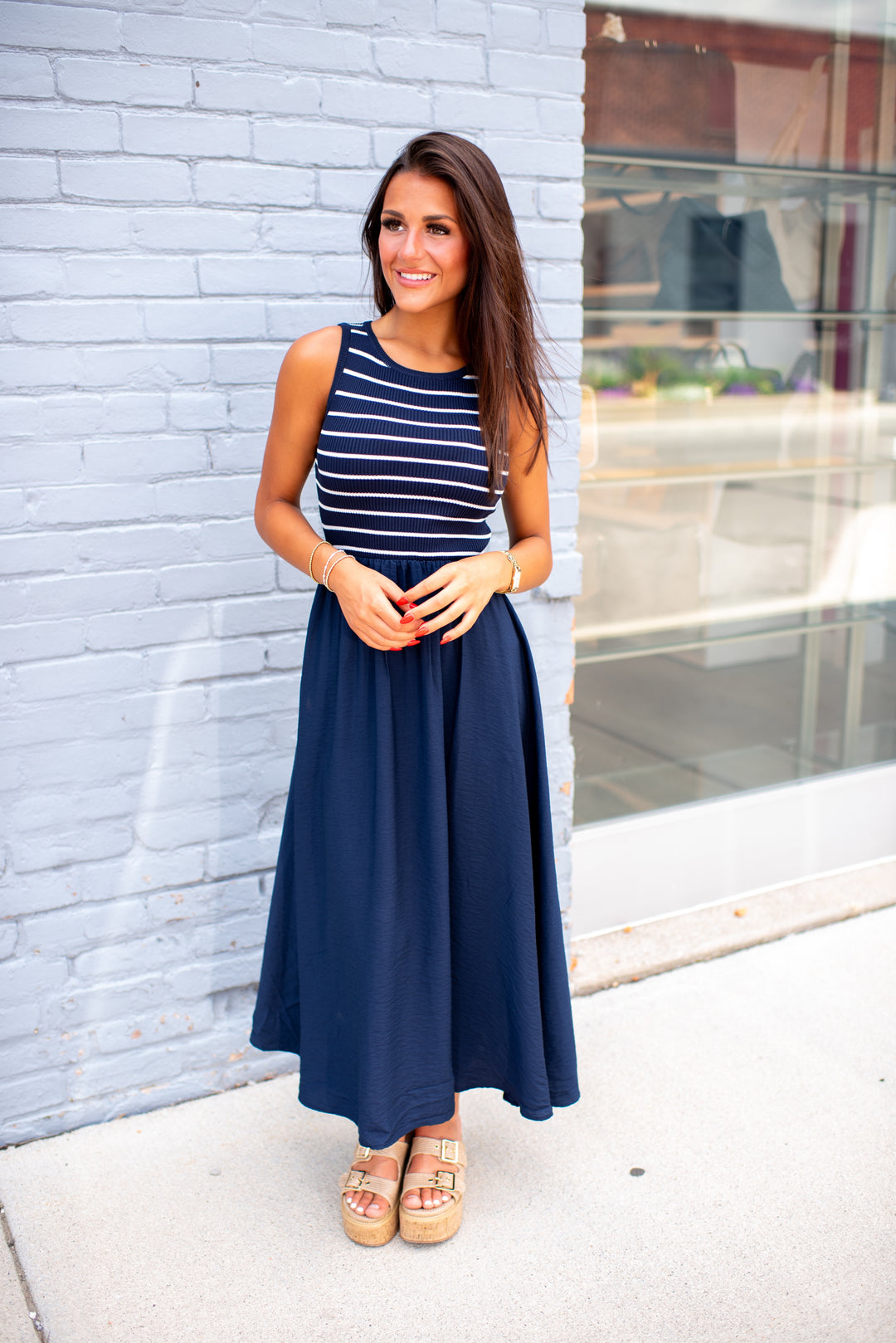 Harbor Grace Midi Dress (Navy)