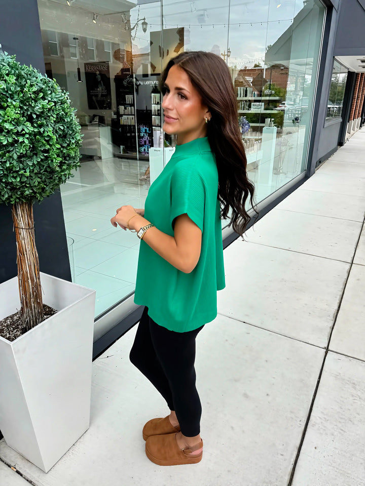 Modern Ease Mock Neck Sweater (Kelly Green)