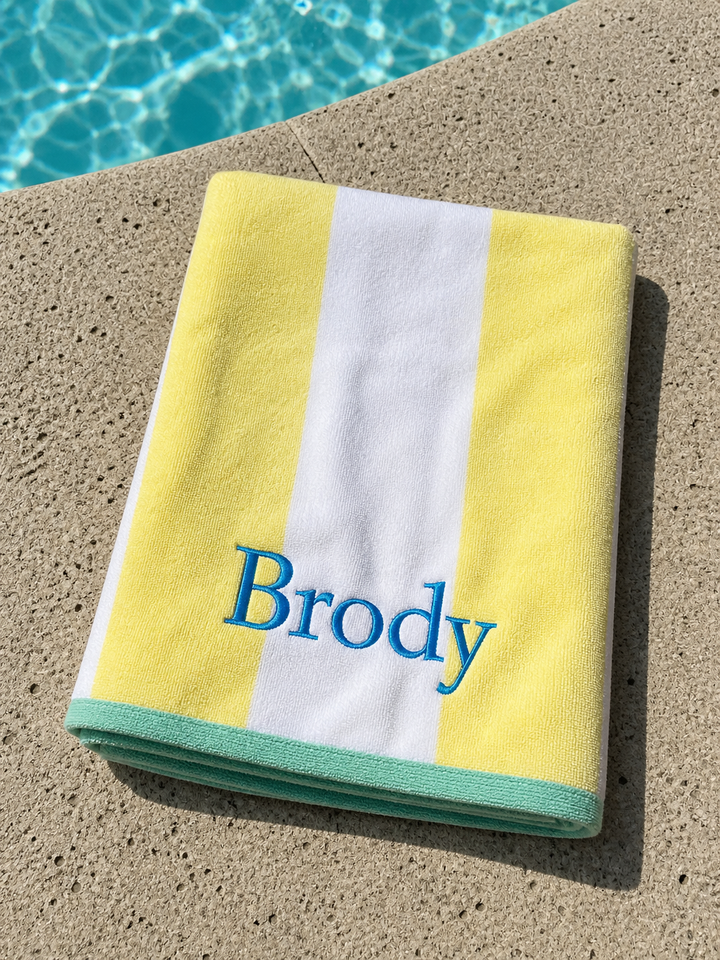 Premium XL Embroidered Striped Beach Towels