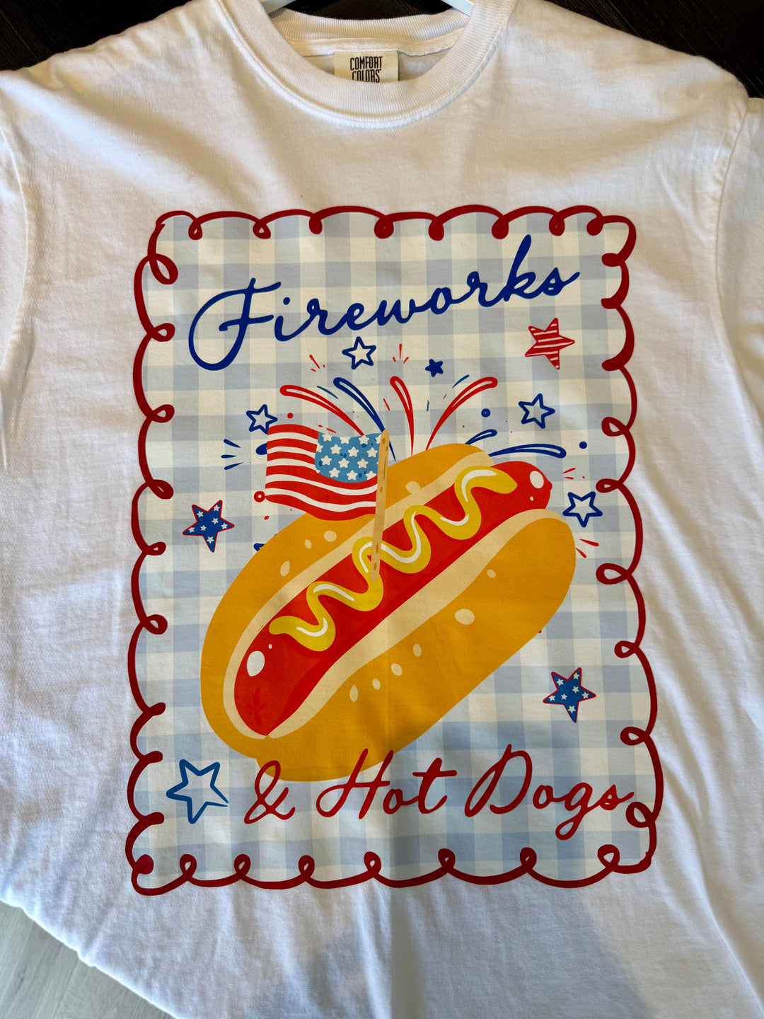 Fireworks & Hot Dogs Graphic Tee (White)