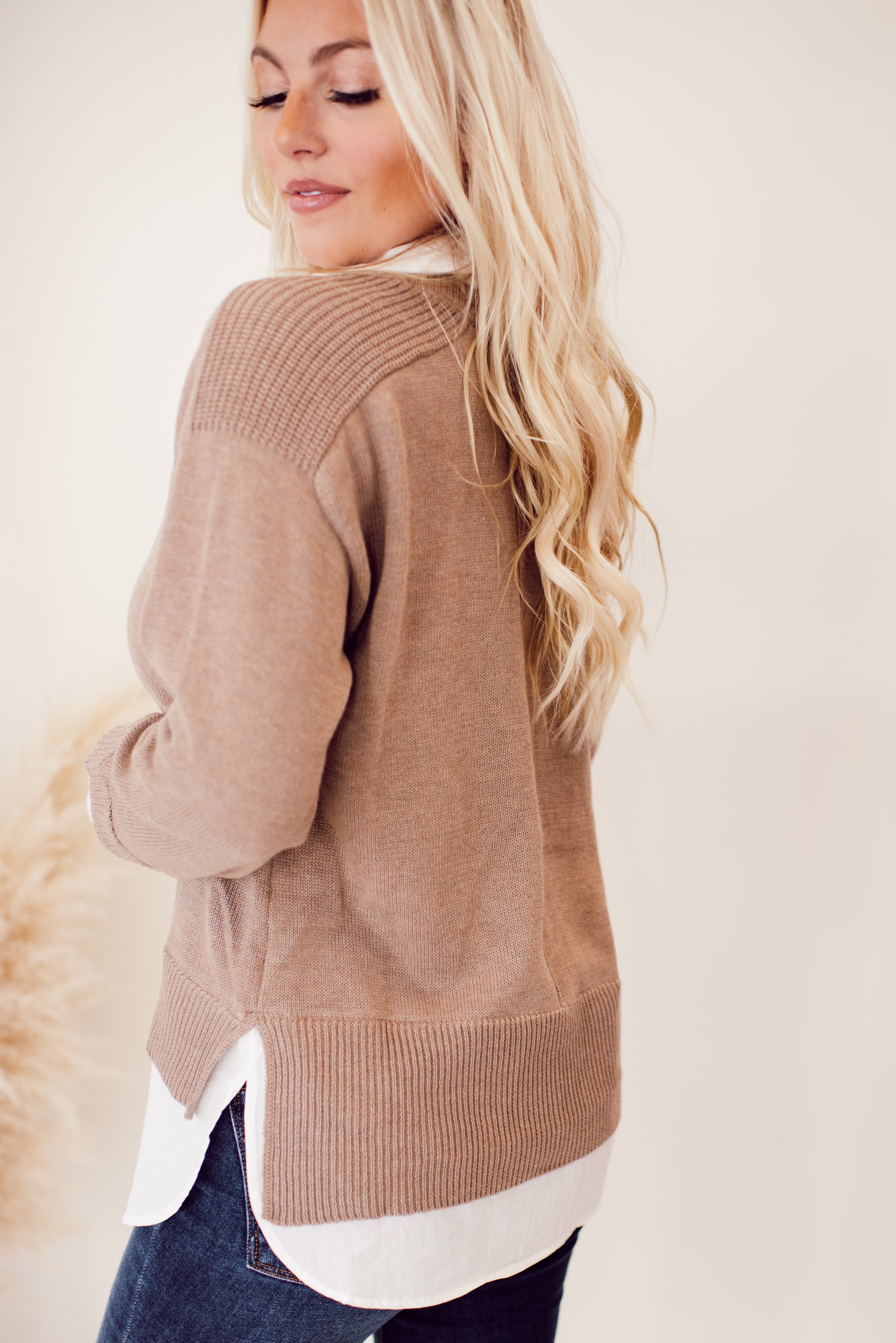 Fall Girly Layered Sweater (Tan)
