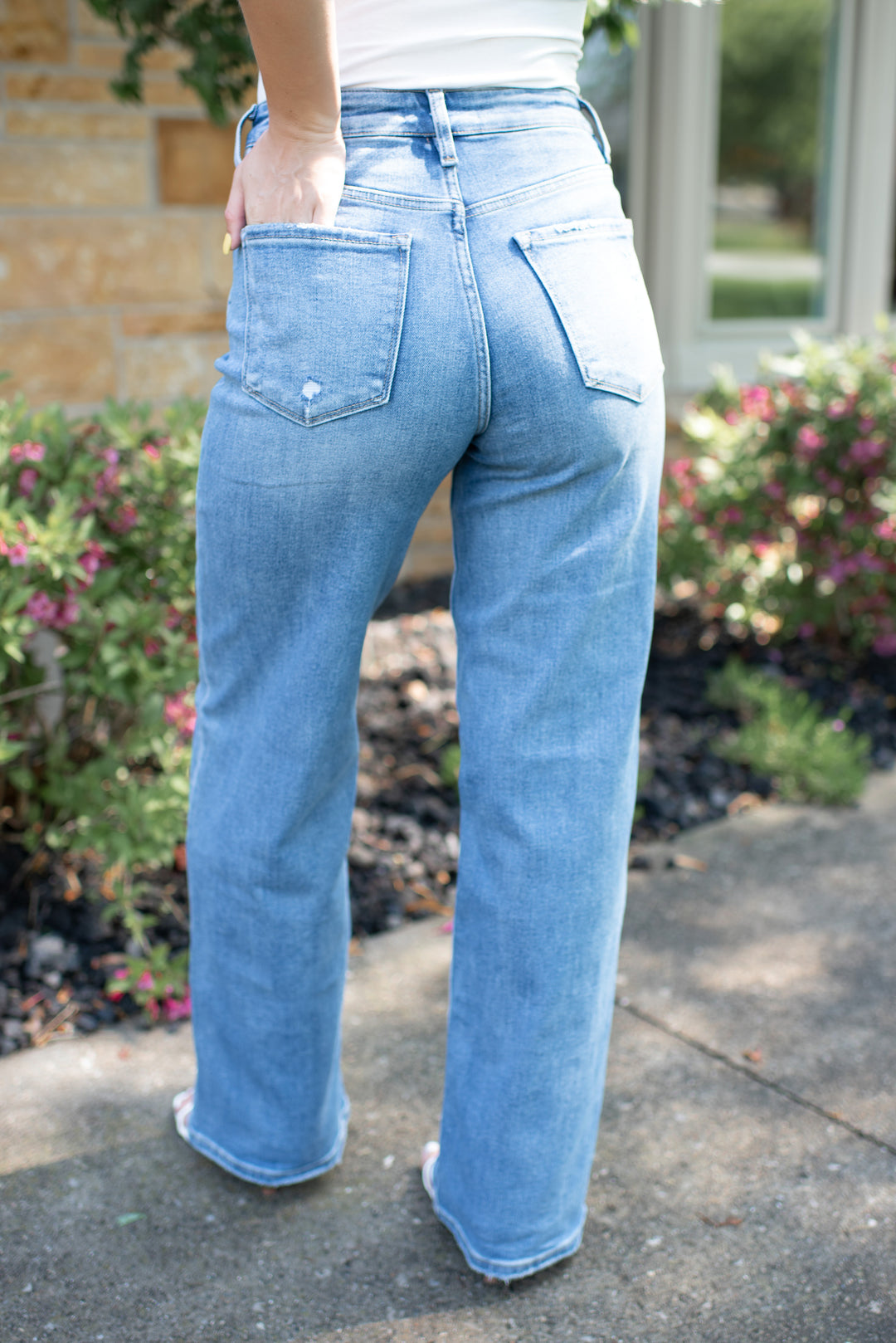 Vervet Brianne Tummy Control Wide Leg Jeans (Medium Wash)
