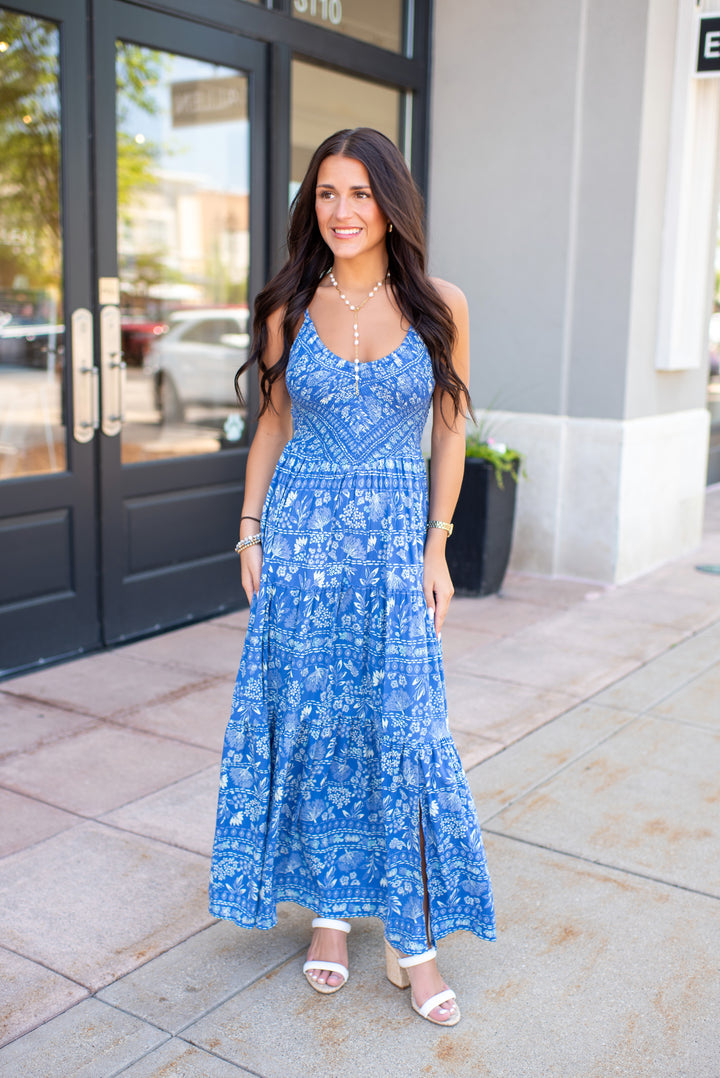 Evening Breeze Maxi Dress (Blue)