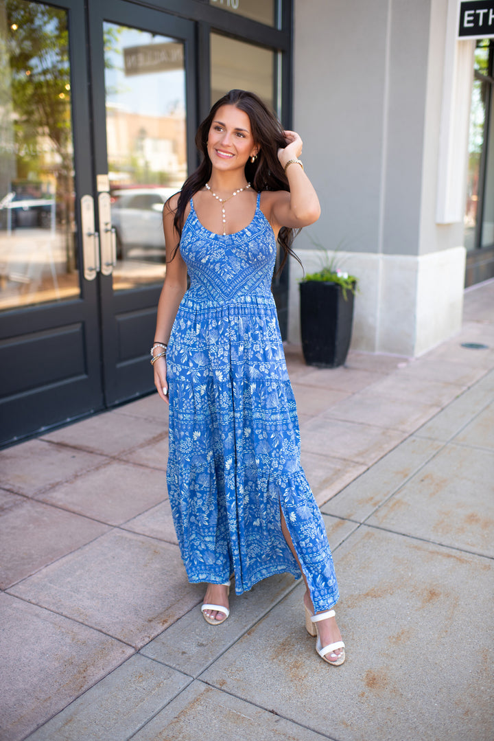 Evening Breeze Maxi Dress (Blue)