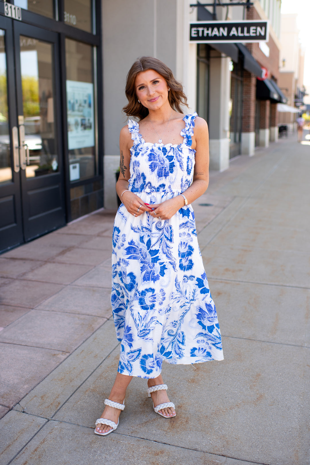 RESTOCK Beachside Floral Midi Dress (Blue)