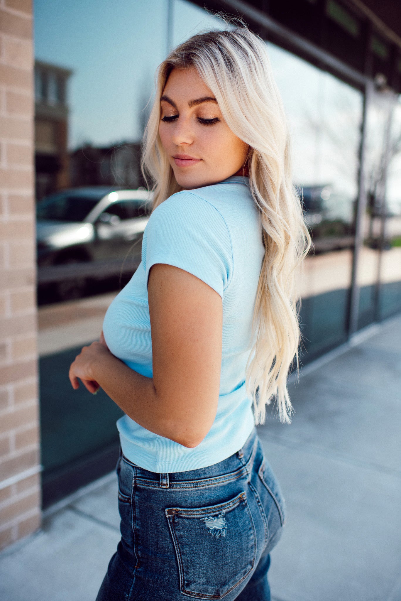 Classic Comfort Ribbed Tee (Baby Blue)