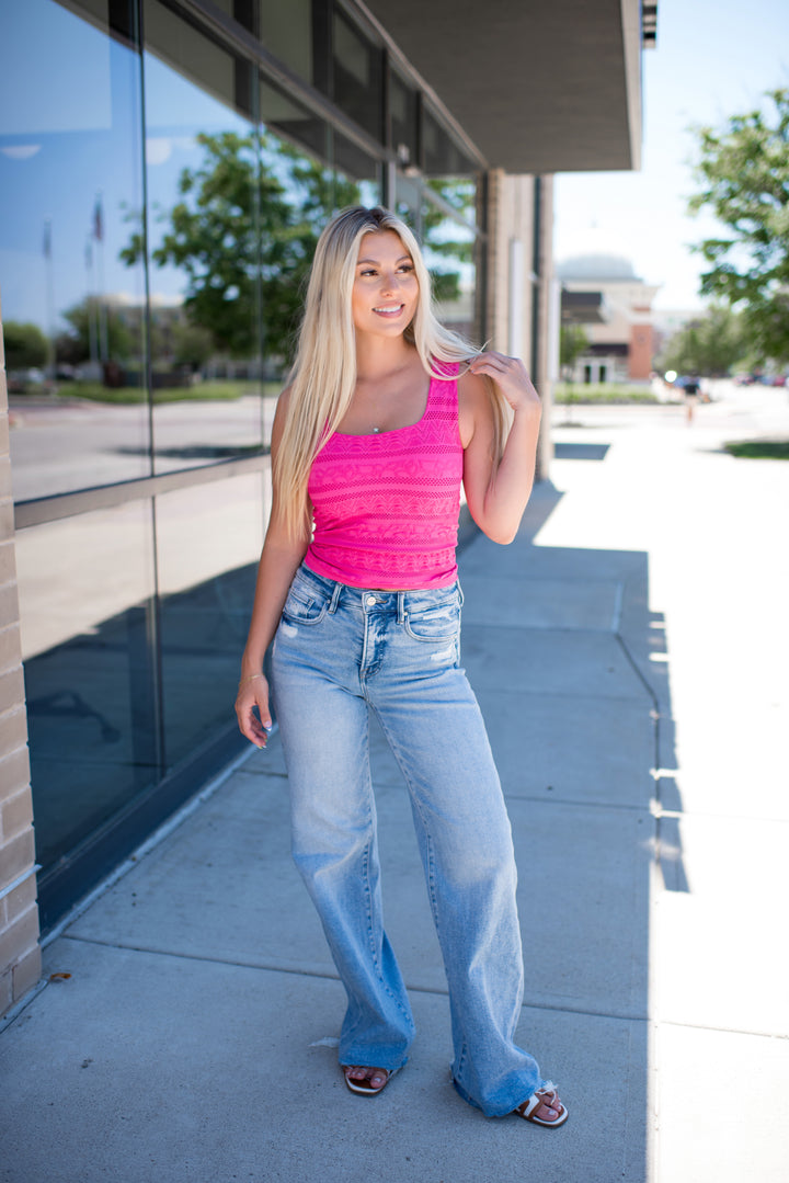Lucy Lace Tank (Fuchsia)