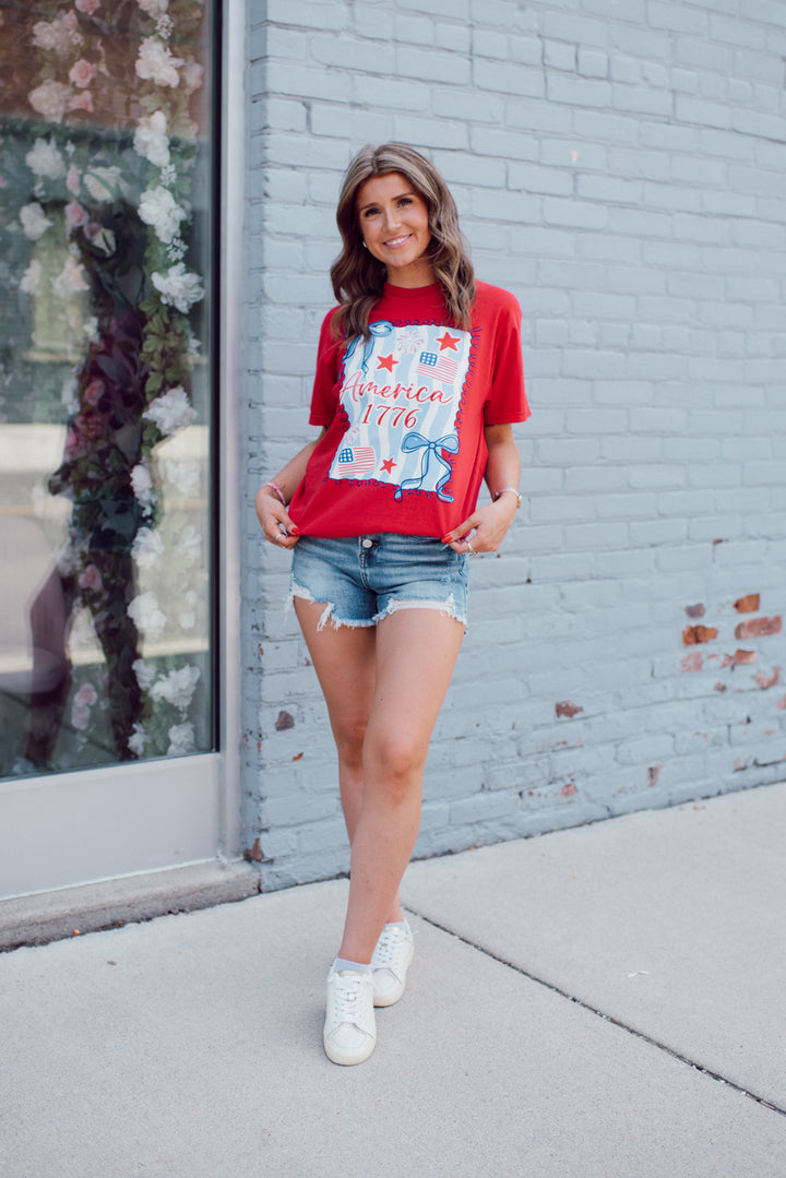 Red, White, & Cute Graphic Tee