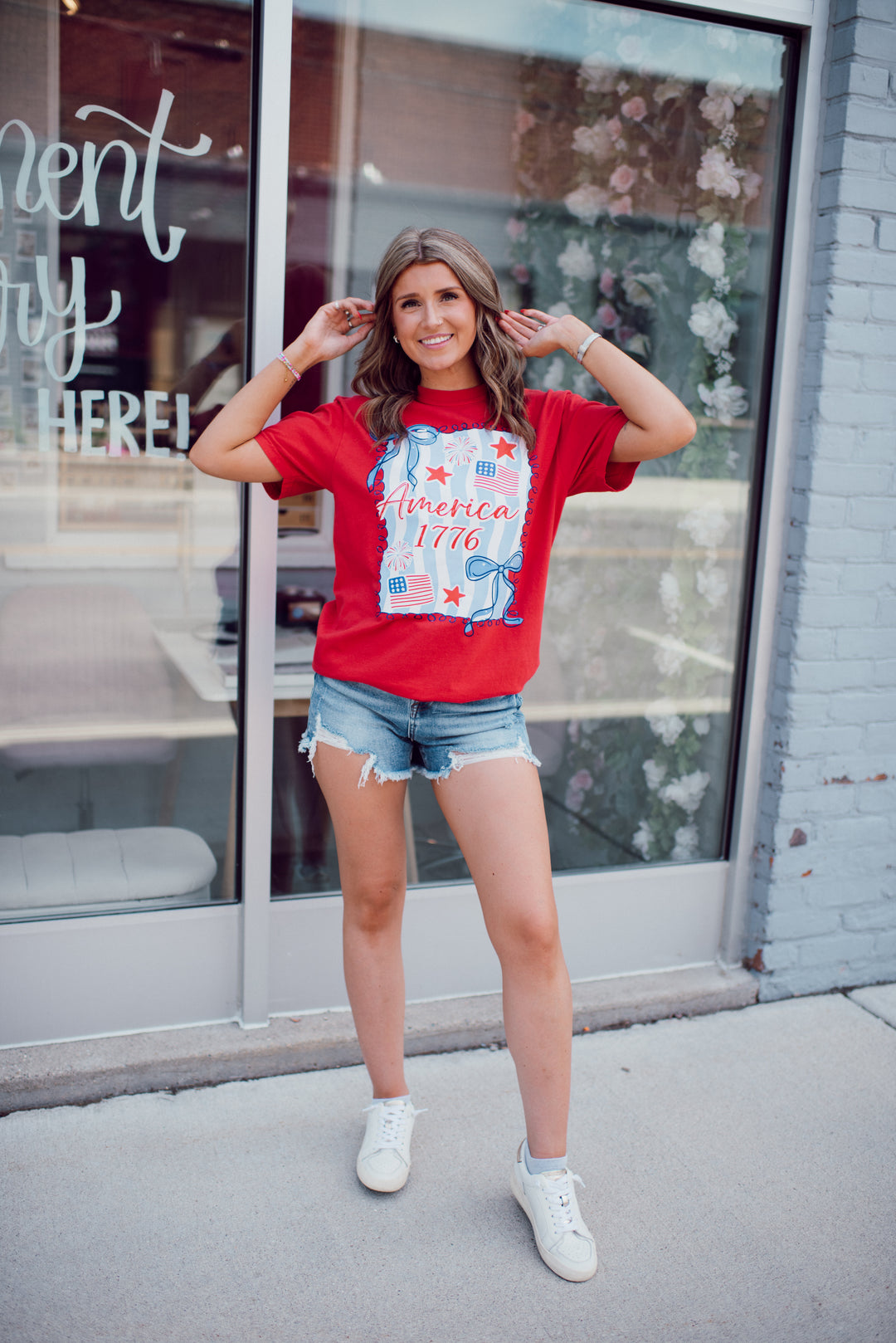 Red, White, & Cute Graphic Tee