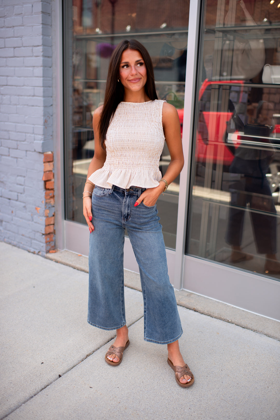 Judy Blue Dottie Wide Crop Jeans (Medium)