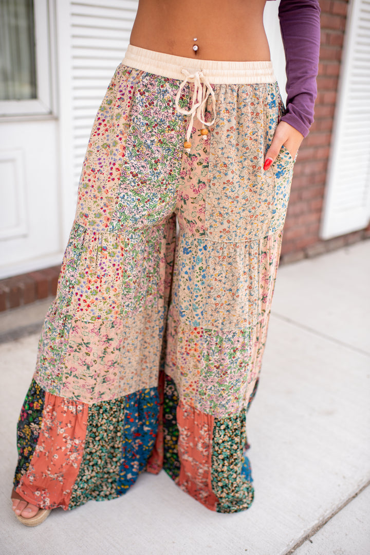 Magnolia Patchwork Pants (Latte)