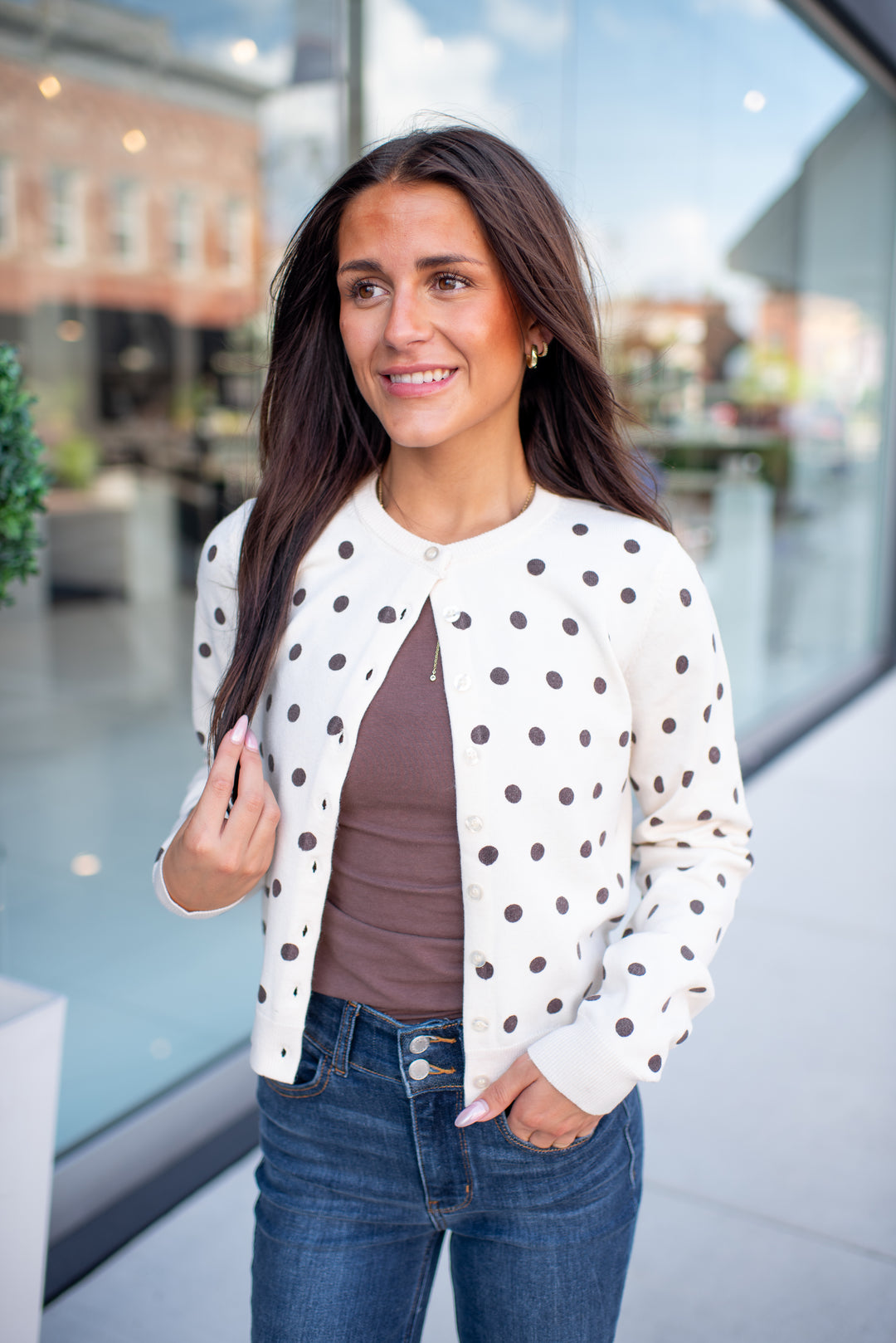 Dotted Darlin' Cardigan (Cream)