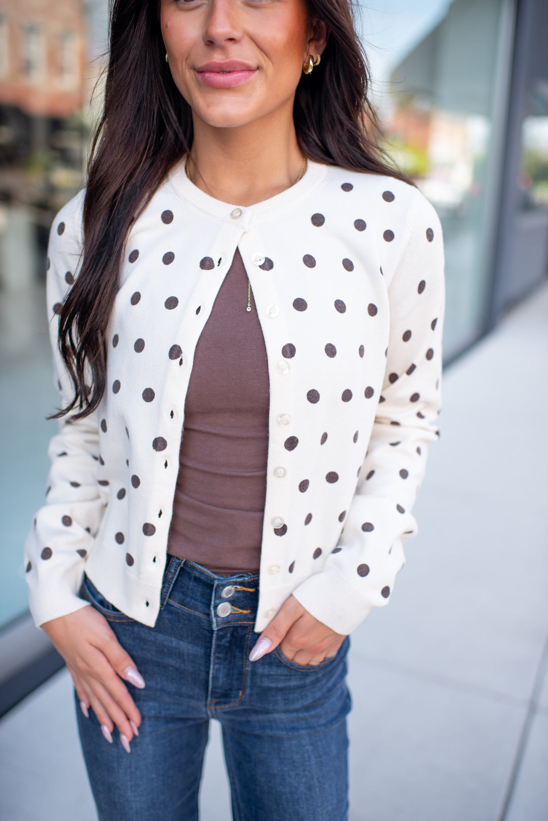 Dotted Darlin' Cardigan (Cream)