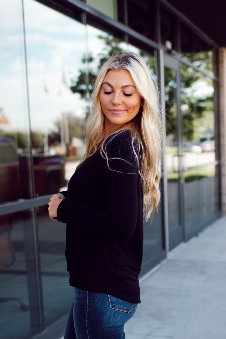 Endless Comfort Long Sleeve Top (Black)