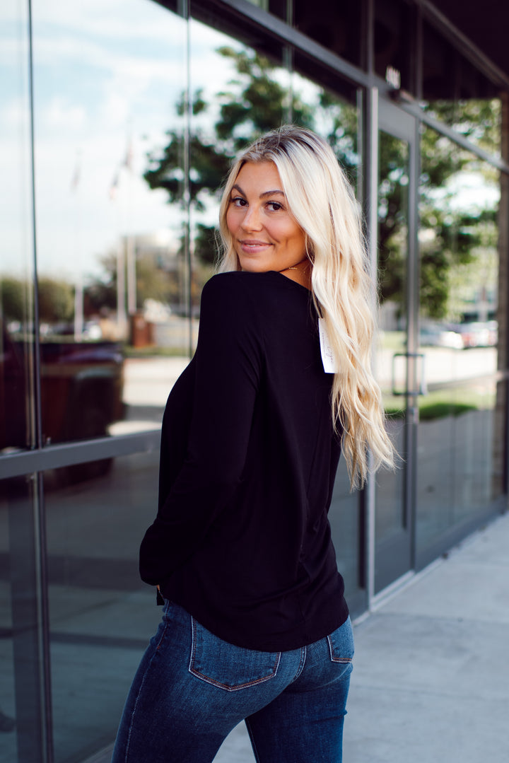 Endless Comfort Long Sleeve Top (Black)