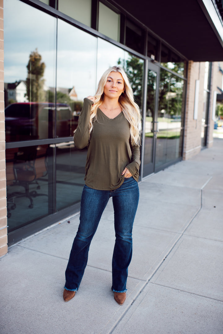 Endless Comfort Long Sleeve Top (Olive)