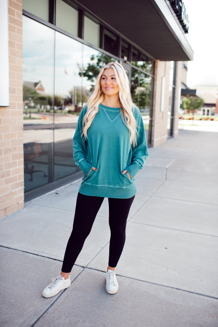 On the Go Crew Pullover (Teal)