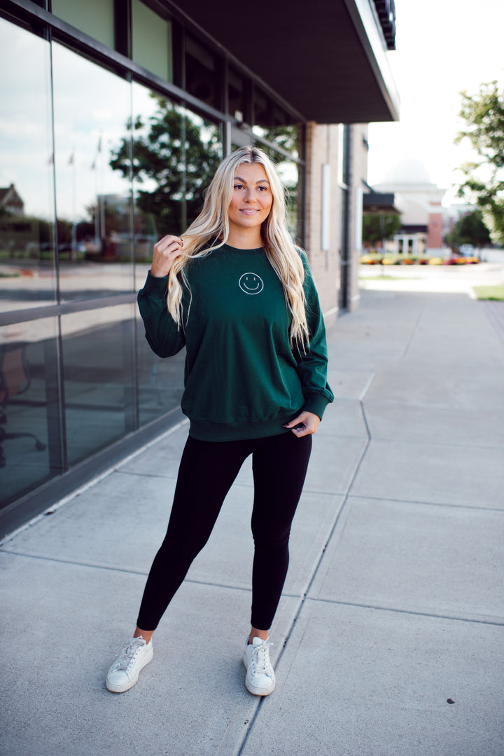 Happy As Can Be Sweatshirt (Hunter Green)