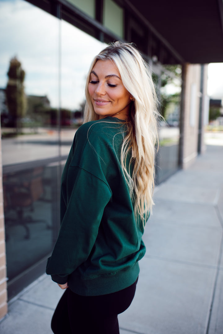 Happy As Can Be Sweatshirt (Hunter Green)