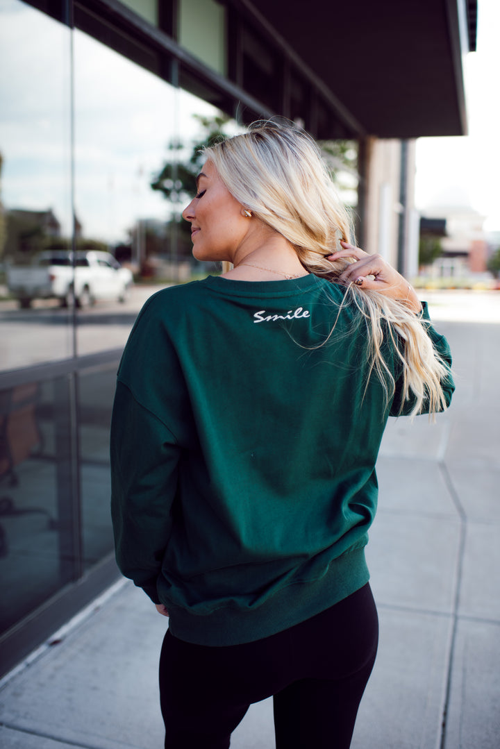 Happy As Can Be Sweatshirt (Hunter Green)