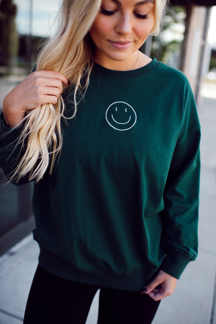 Happy As Can Be Sweatshirt (Hunter Green)