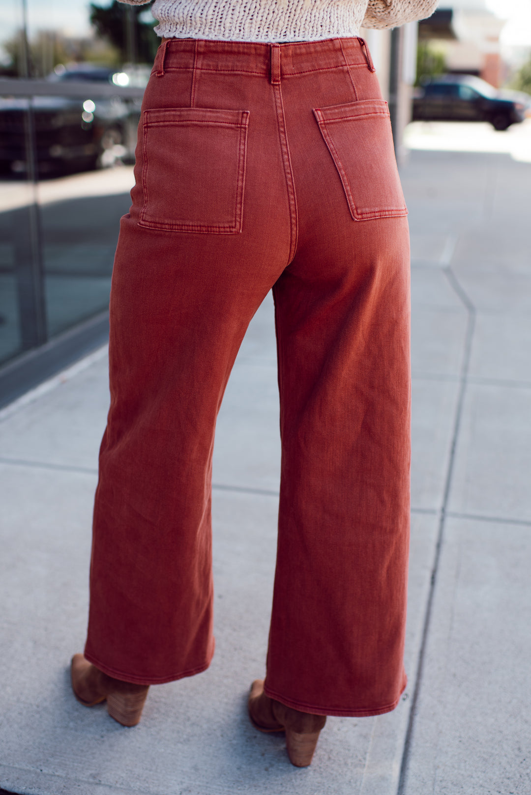 Clay Horizon Wide Leg Jeans (Terracotta)
