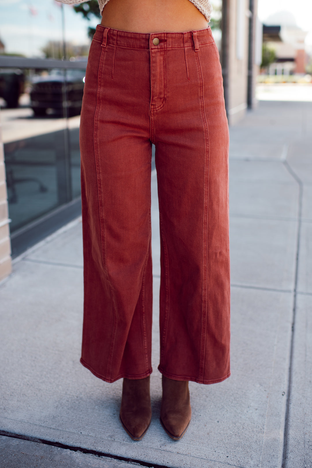 Clay Horizon Wide Leg Jeans (Terracotta)
