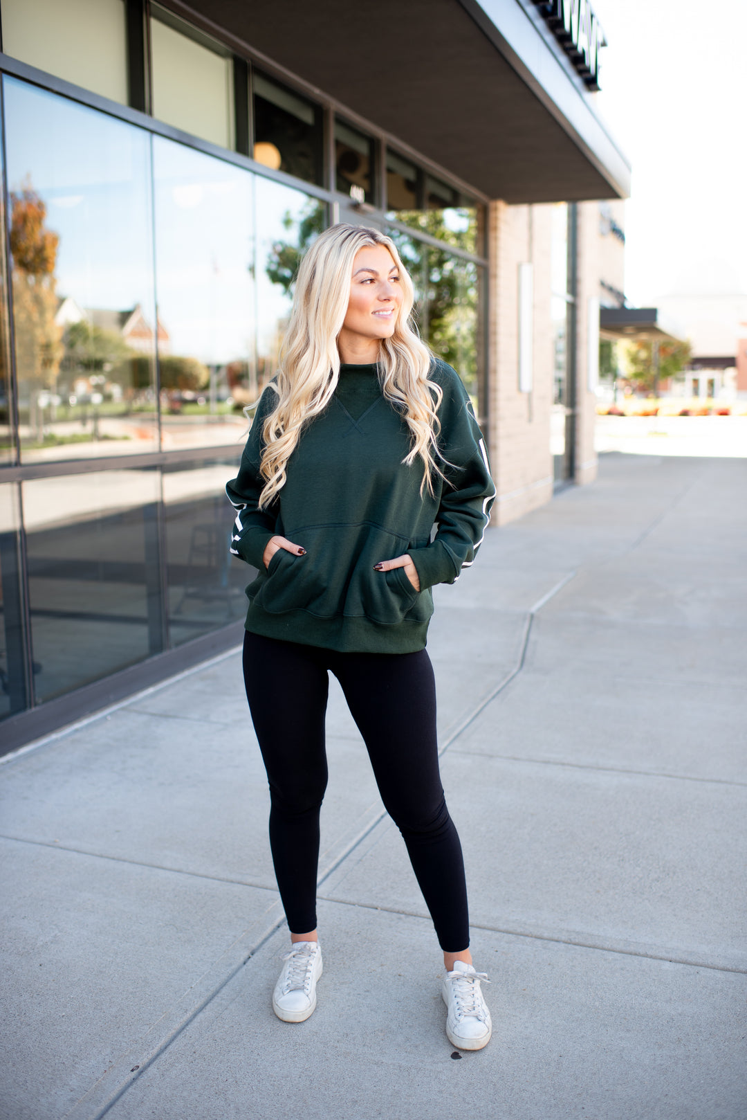 Varsity Mock Neck Pullover (Hunter Green)