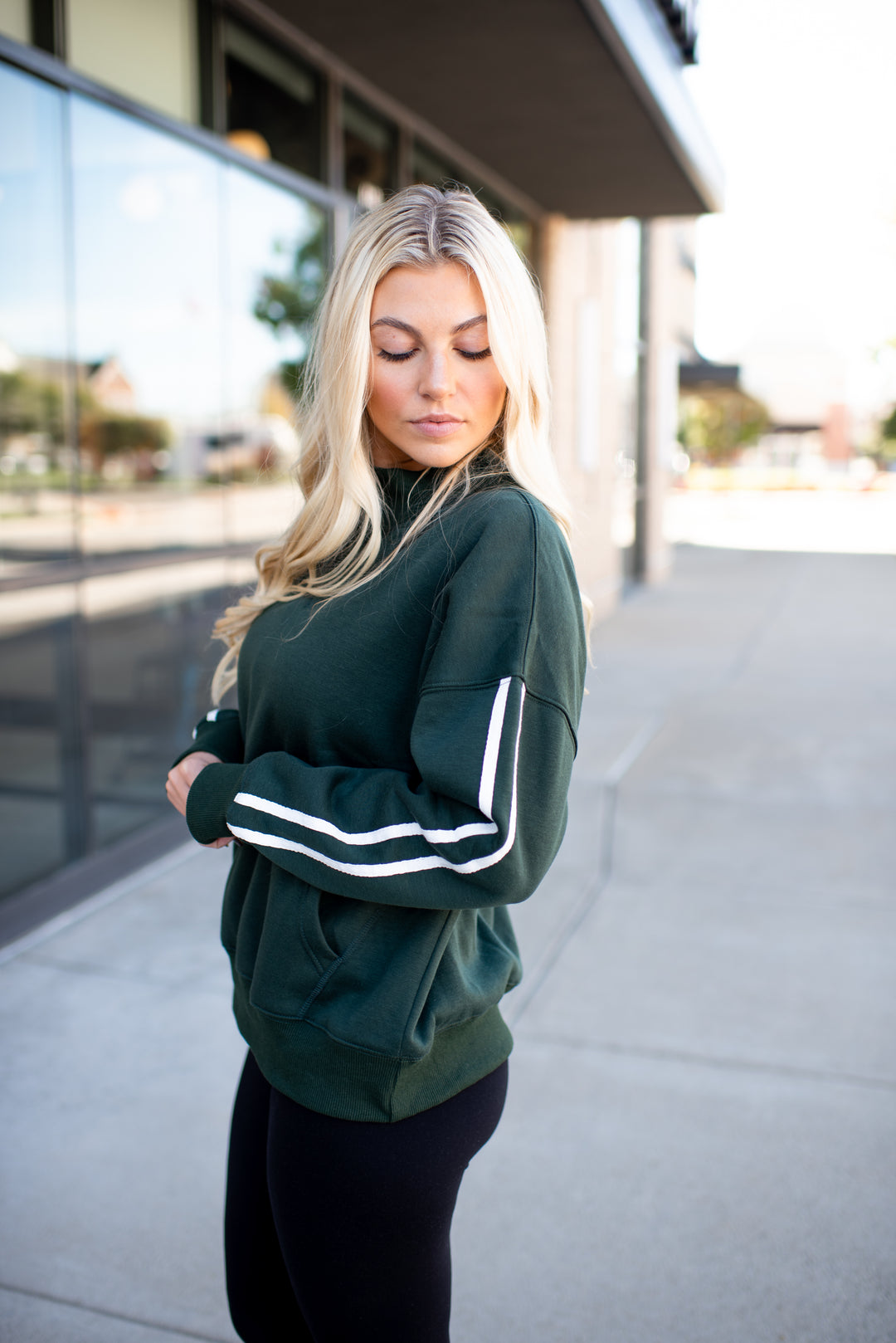 Varsity Mock Neck Pullover (Hunter Green)