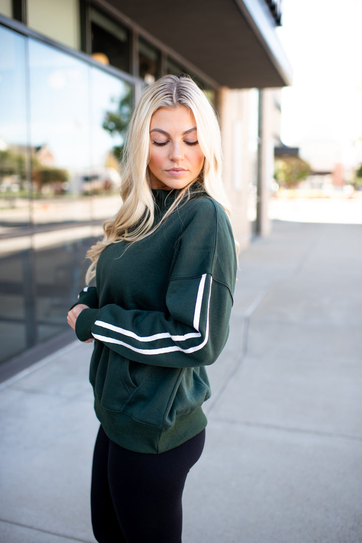 Varsity Mock Neck Pullover (Hunter Green)