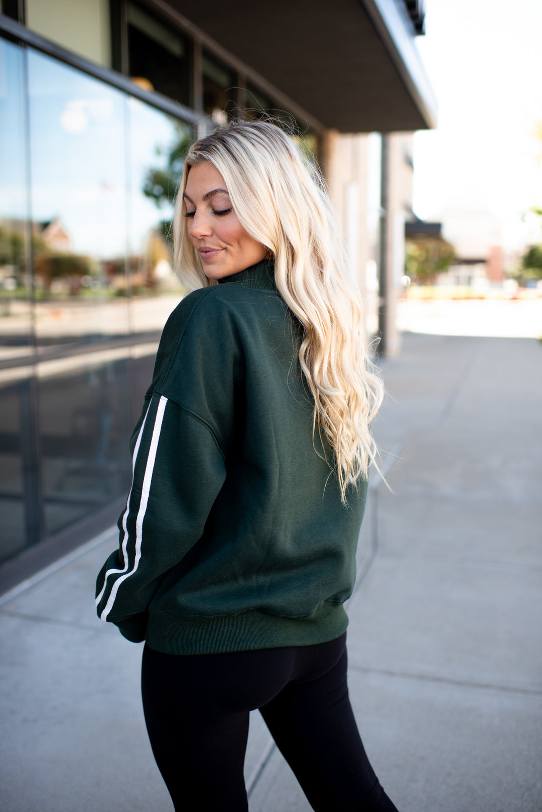 Varsity Mock Neck Pullover (Hunter Green)