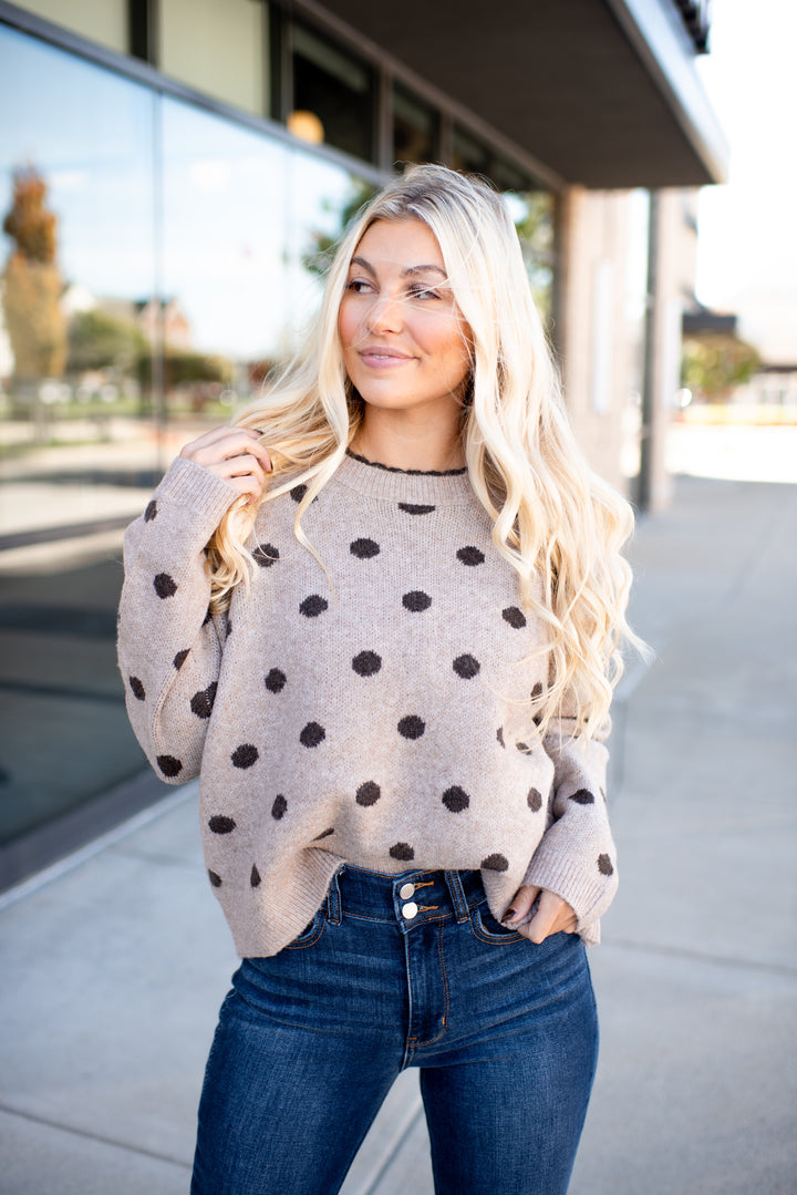 Cappuccino Kiss Dotted Sweater (Mocha)