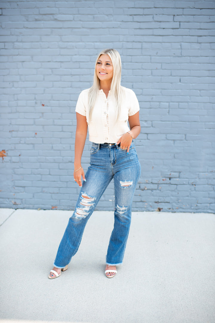 Gilded Knit Cropped Cardigan