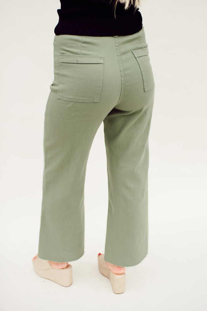 Willow High Rise Wide Leg Denim (Sage)
