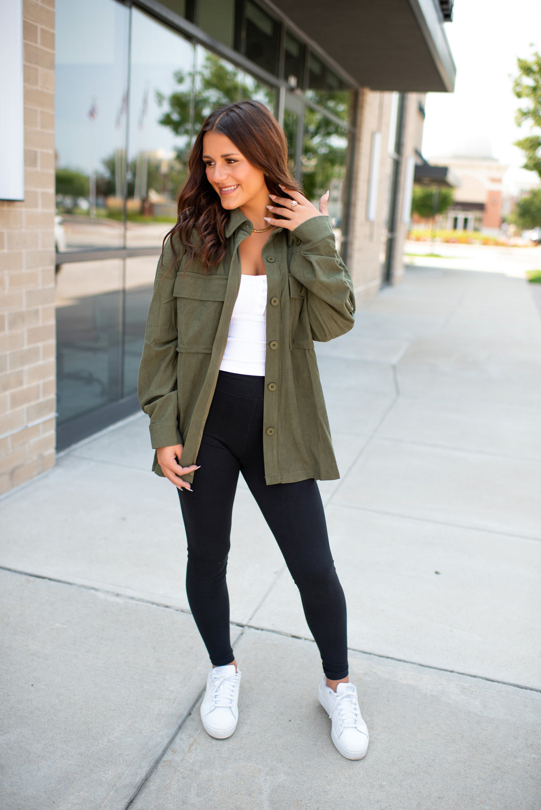 Parker Corduroy Shacket (Olive)
