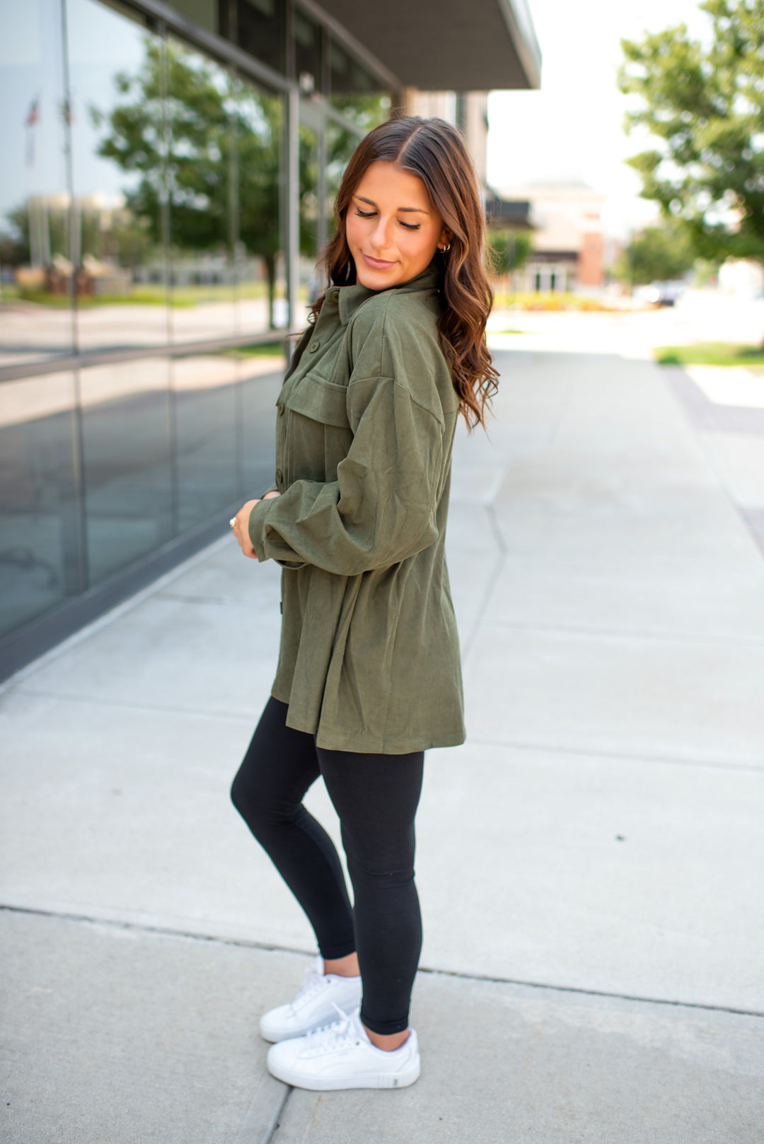 Parker Corduroy Shacket (Olive)
