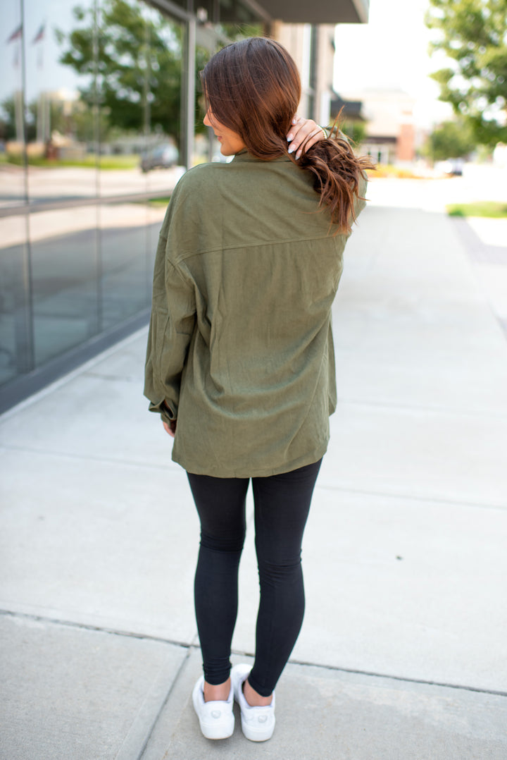 Parker Corduroy Shacket (Olive)