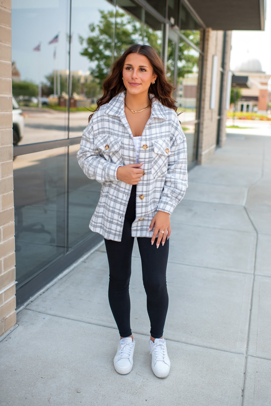 Oakley Plaid Shacket (Heather Grey)