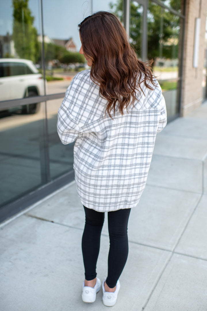 Oakley Plaid Shacket (Heather Grey)