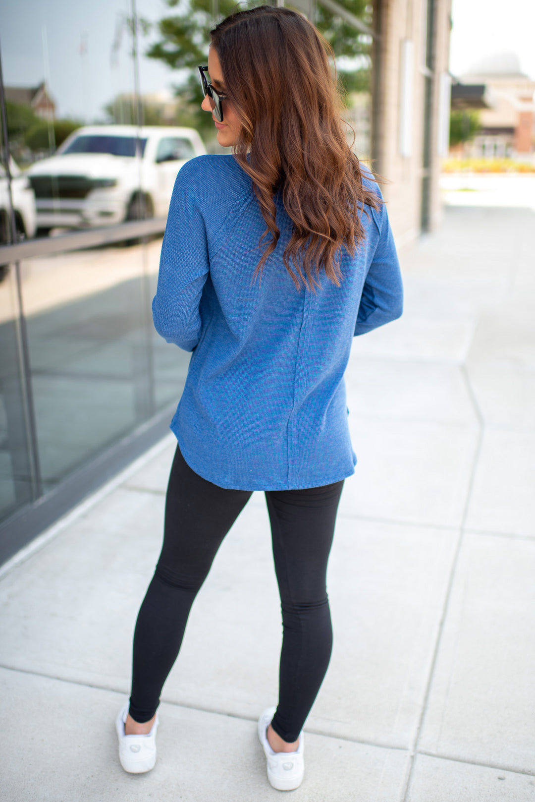 Becca Waffle Long Sleeve (Light Navy)