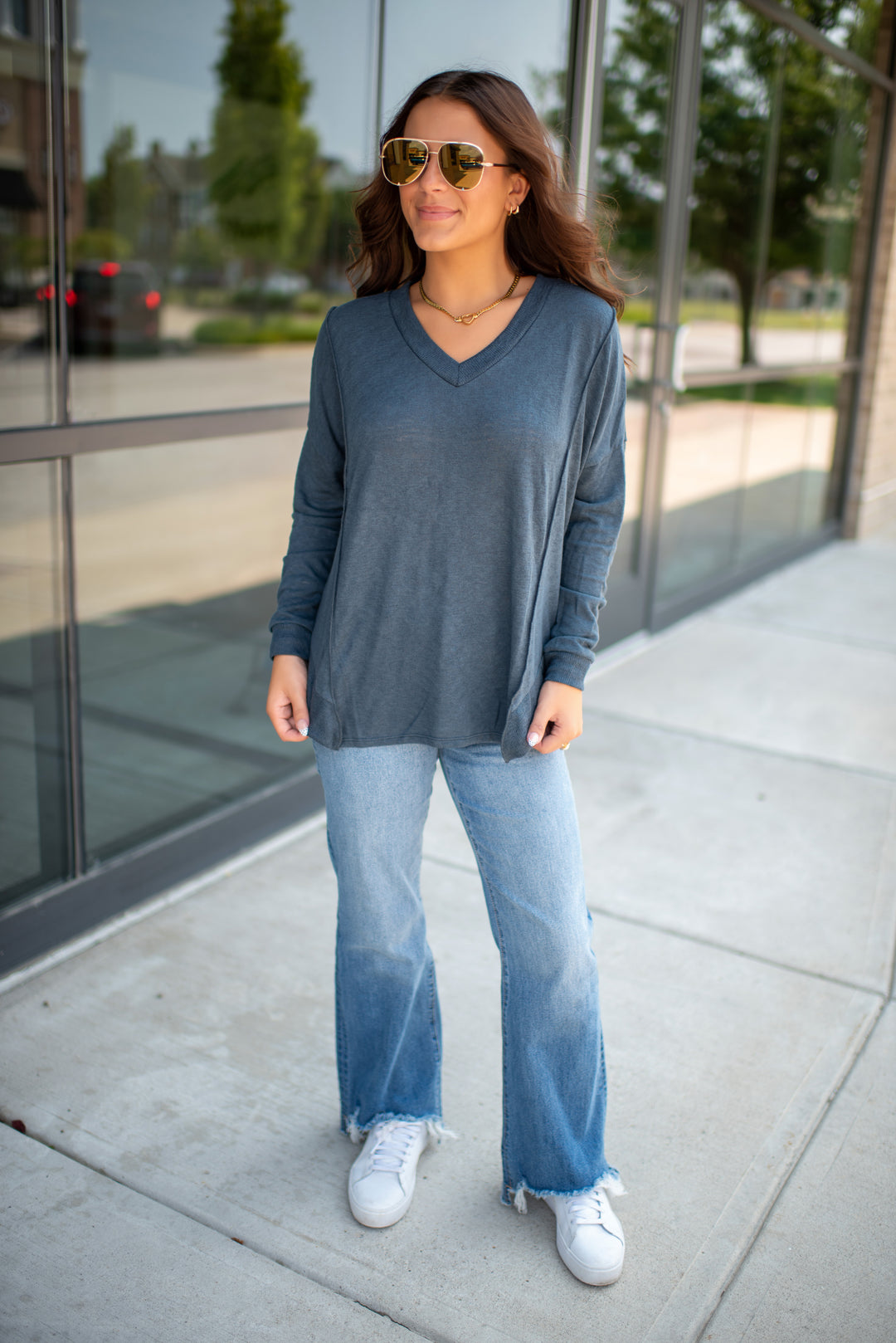 Moon Light Long Sleeve Top (Navy)